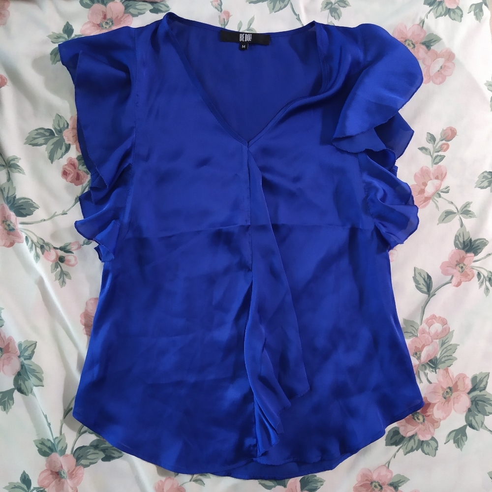 Royal Blue Flowy Short Sleeve Top
